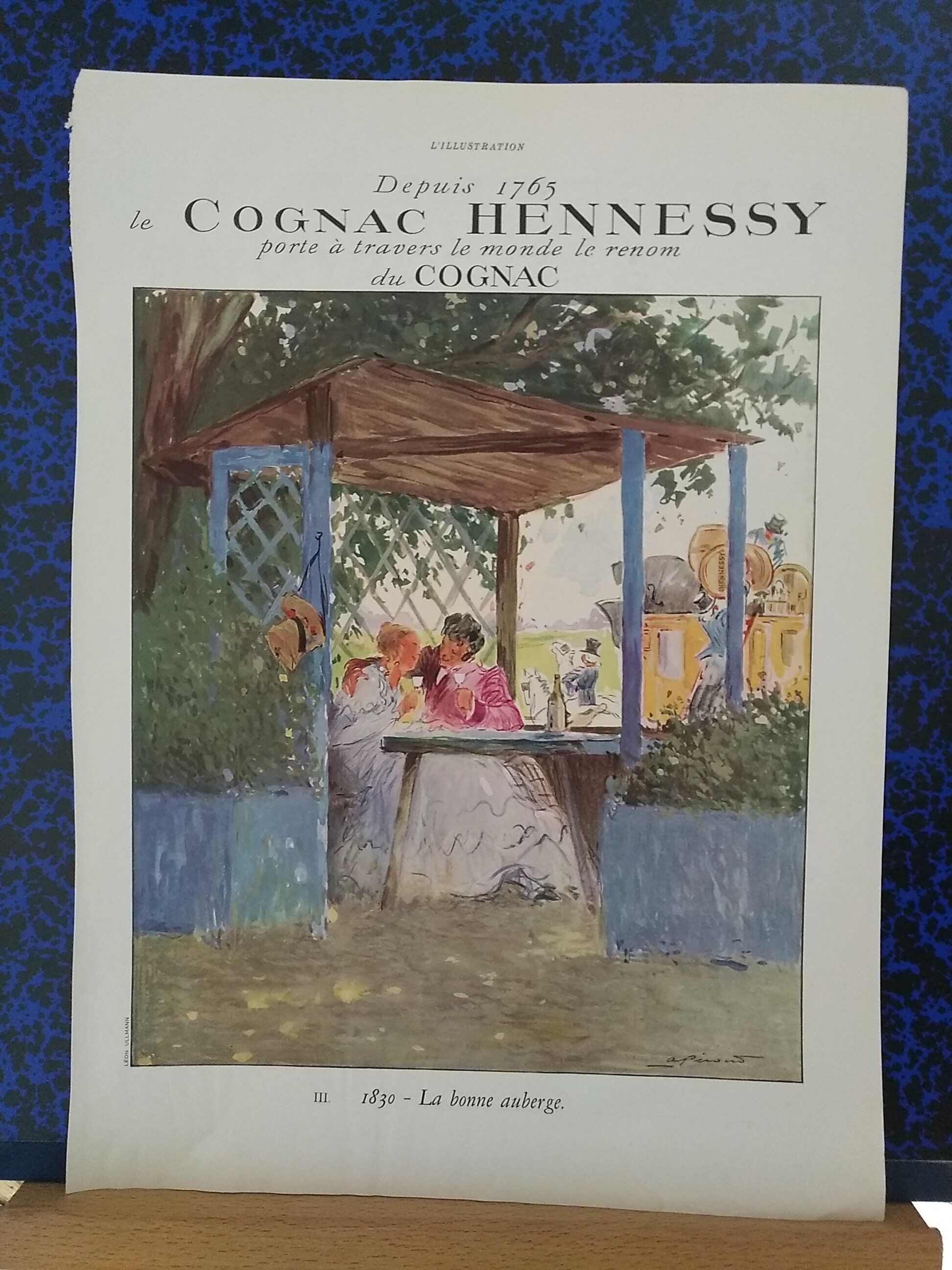 Advertisement color paper Cognac Hennessy magazine illustration 1937