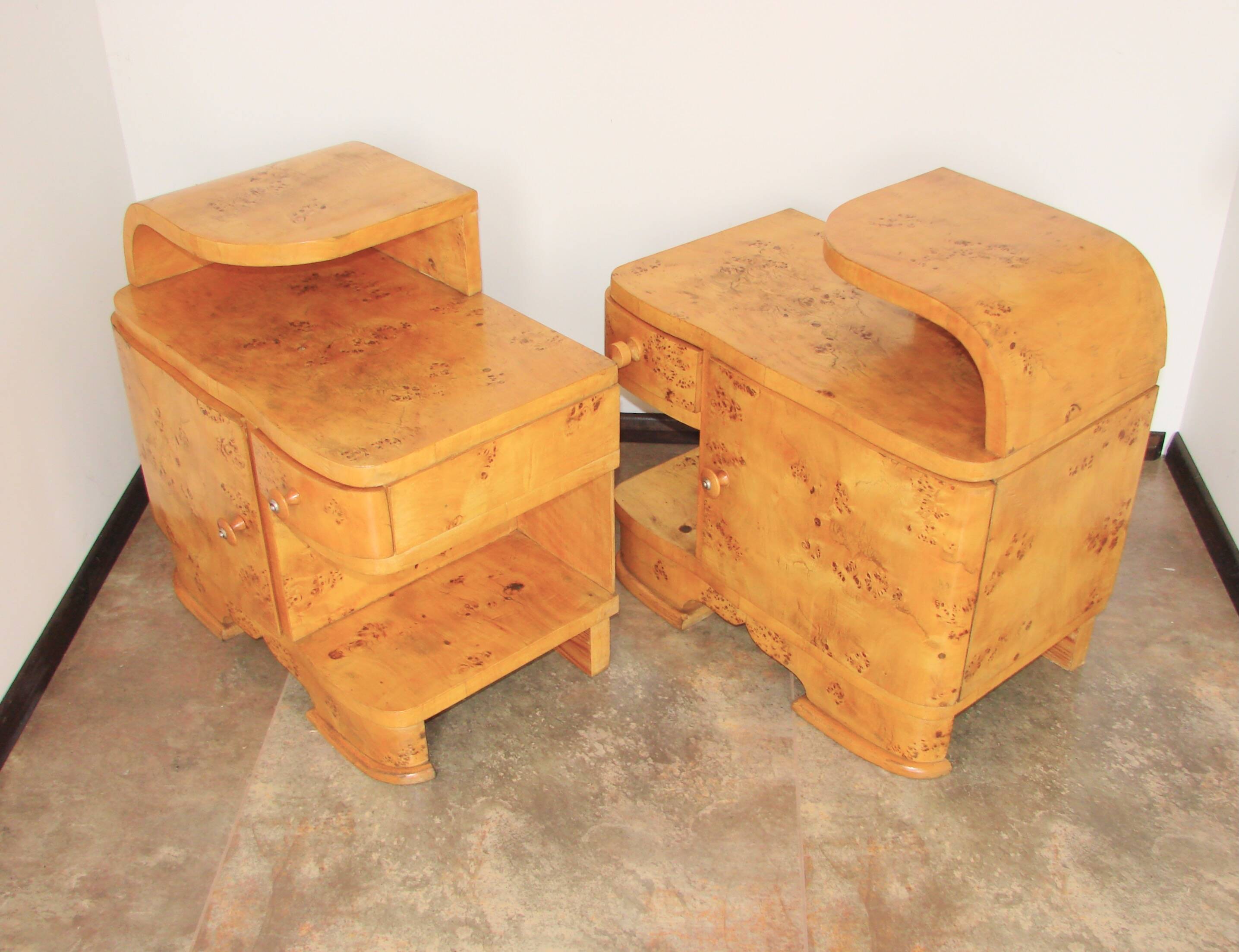 A set of Art Deco bedside tables from the 1940s.
