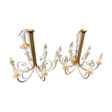 Pair of metal dore pendant lamps