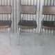3 bronze-green faux leather chairs with chrome frames