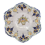 Assiette unique en faïence française vintage de Le Renoleau peinte à la main, 30 cm