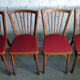 Set of four Baumann bistro chairs n°12 in solid beech and red skaï