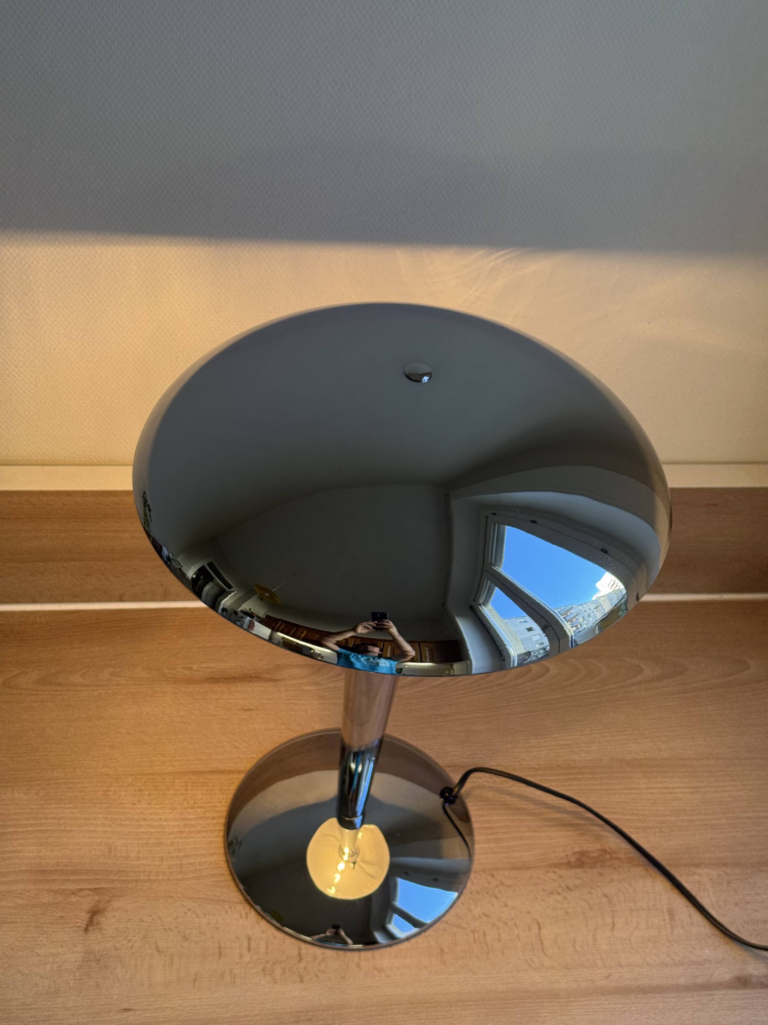 Table Lamp in Ship / Mushroom Style – Chrome Metal
