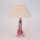 Lampe de table en verre rose Val St Lambert du milieu du siècle