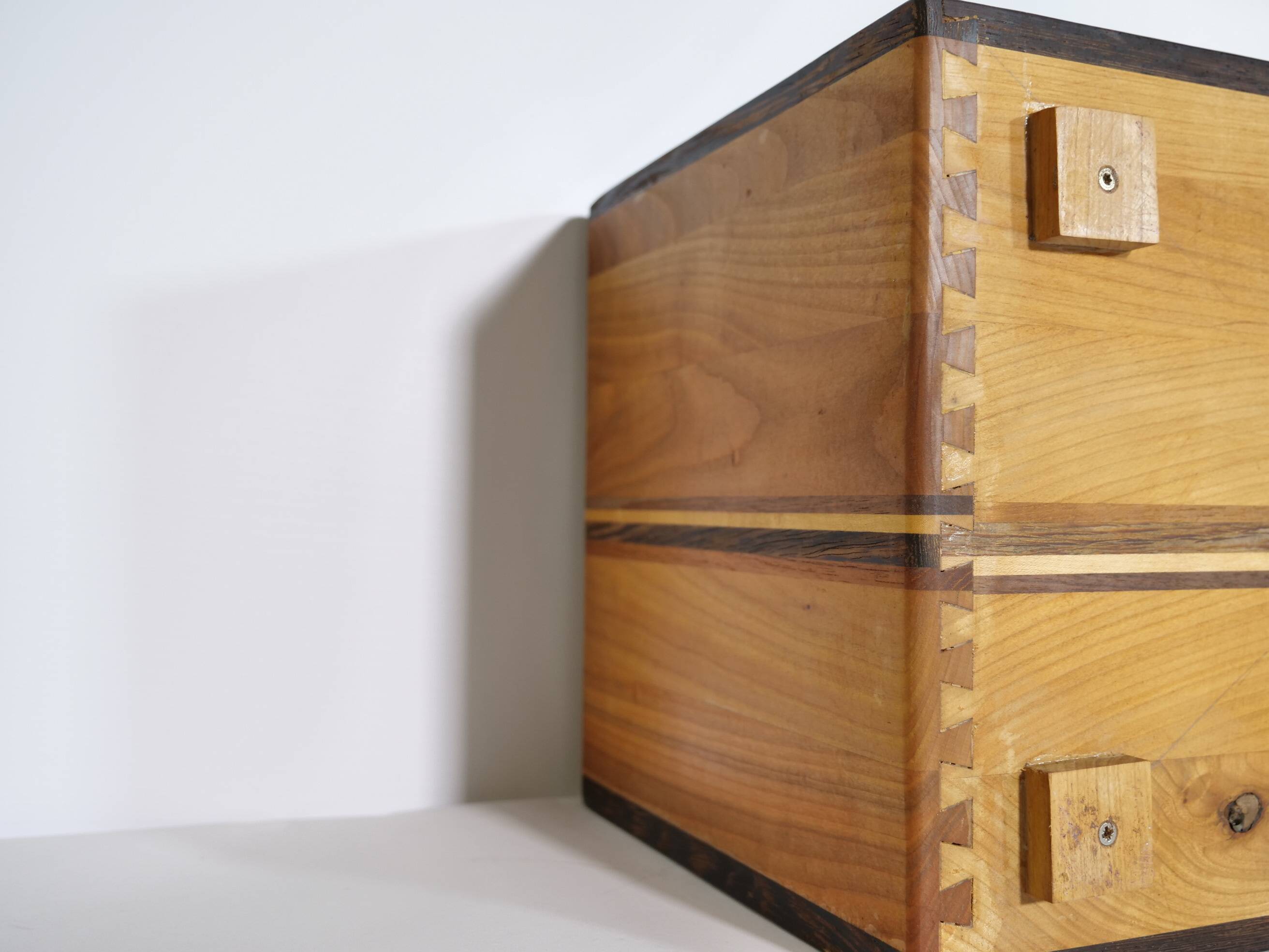 Vintage Cube Chest of Drawers in Cherrywood and Wenge, Unique Piece, 1970s