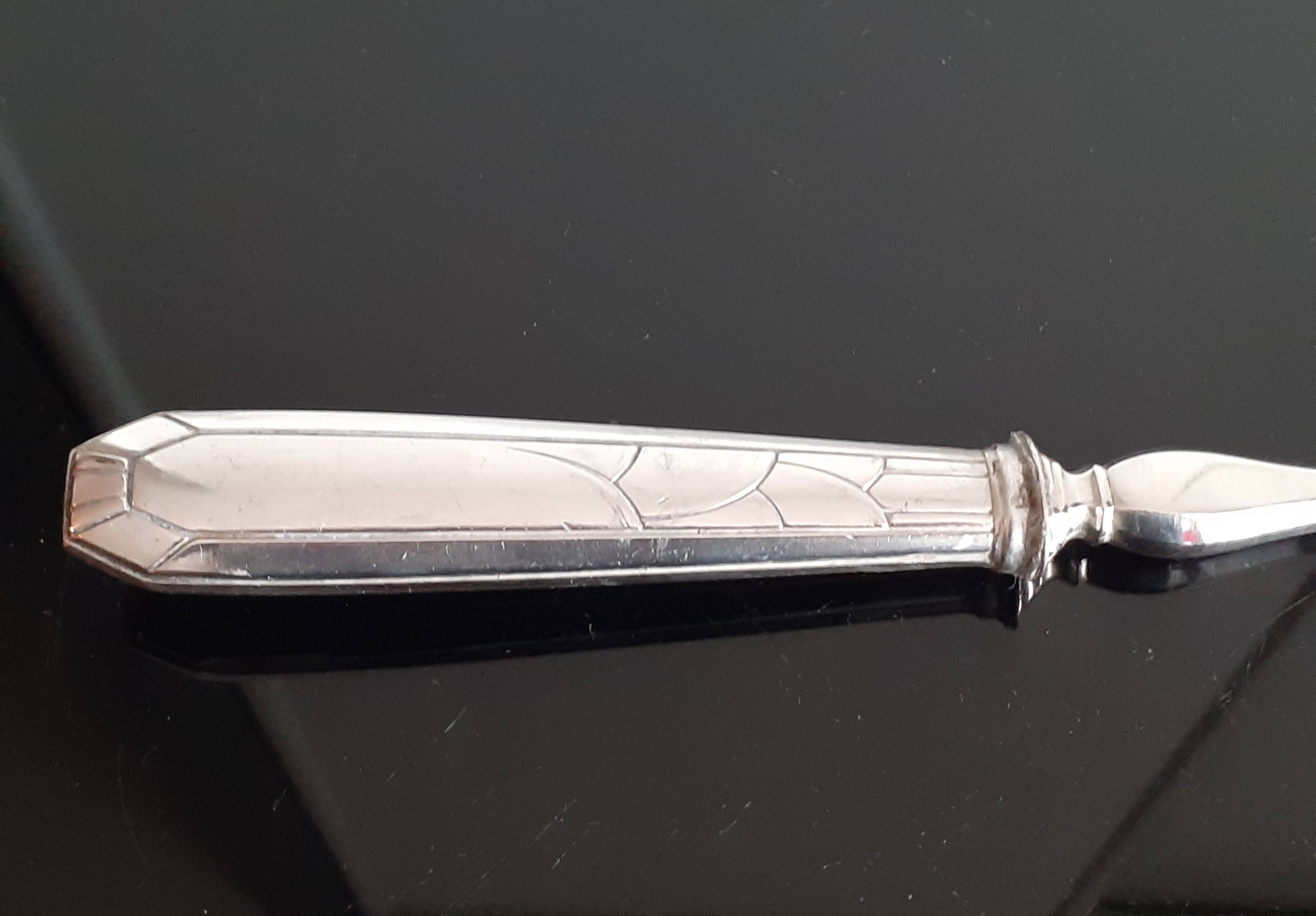 Silverware / Silver-plated cake server / Art deco style / JM hallmark