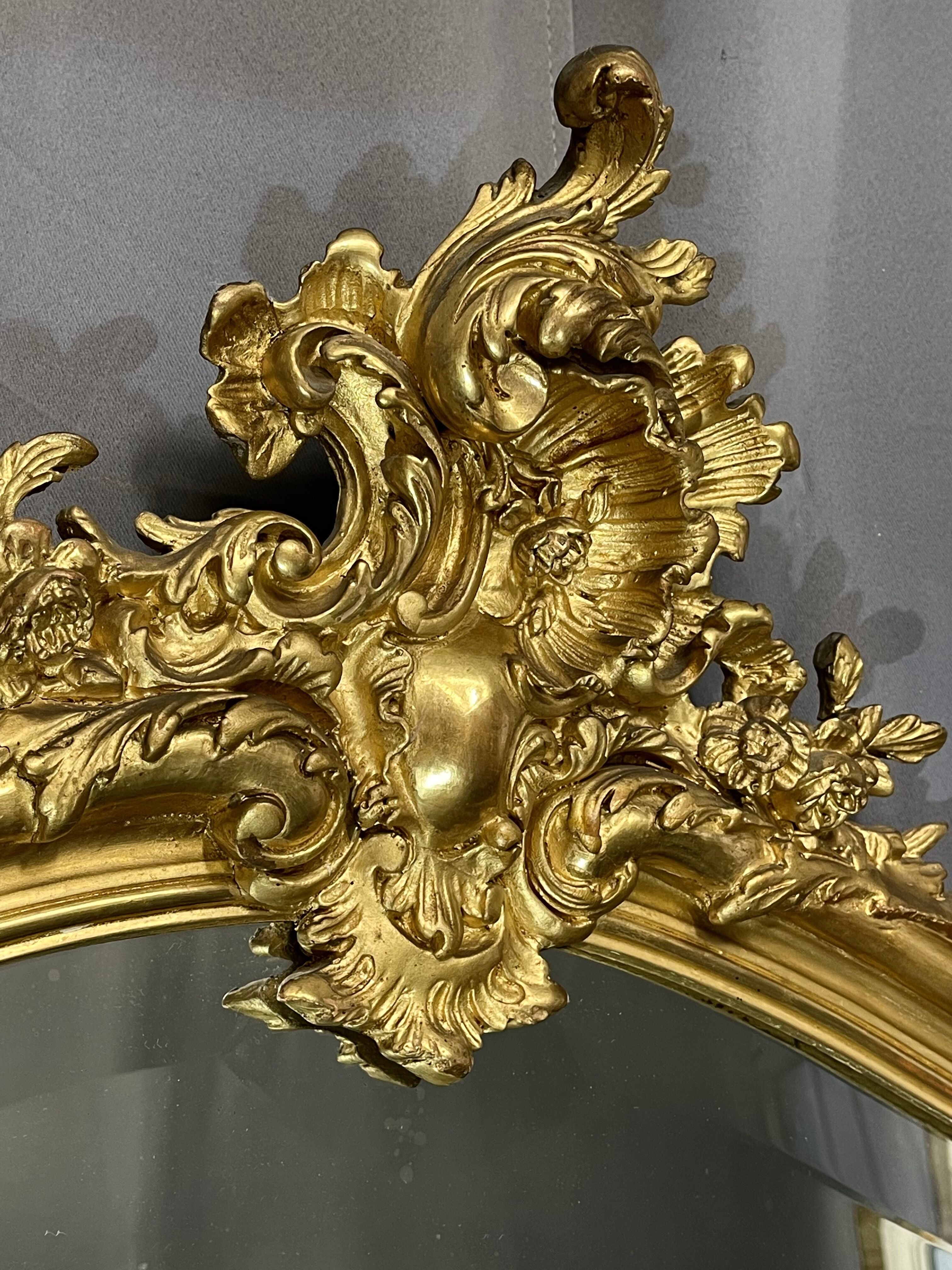 Mirror 174x111 period XIXth beautiful gilding, very good condition
