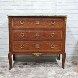 Commode marquetry style transition curved feet with marble top