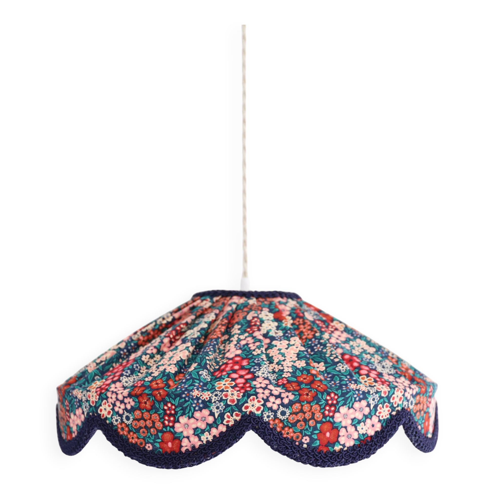 Cosette floral pendant light with "thousand flowers" print