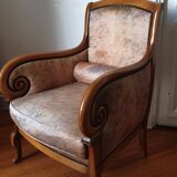 Fabric armchair with wooden frame