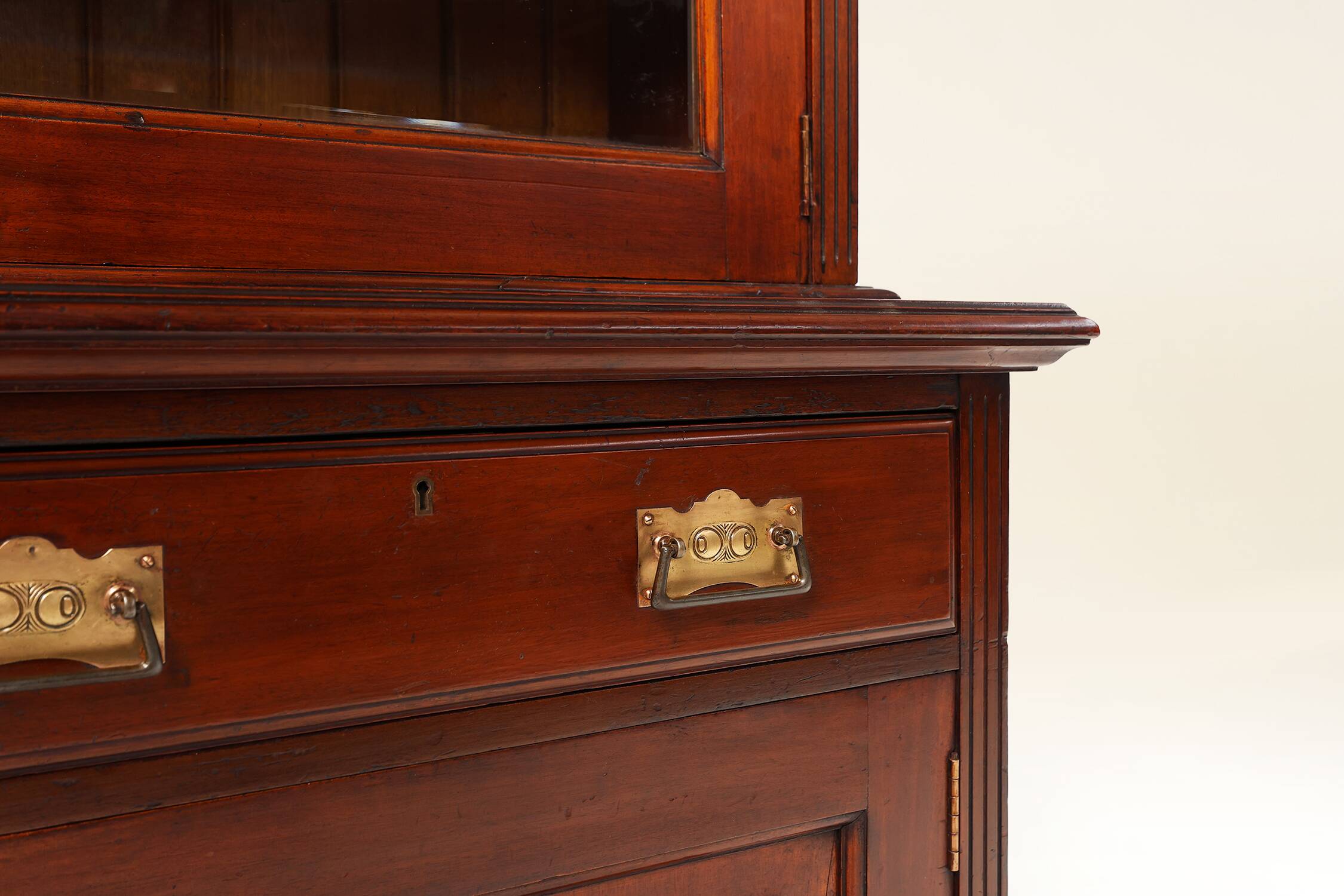 Art Nouveau Display Cabinet or Bookcase in oak with carvings and glass door