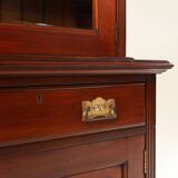 Art Nouveau Display Cabinet or Bookcase in oak with carvings and glass door