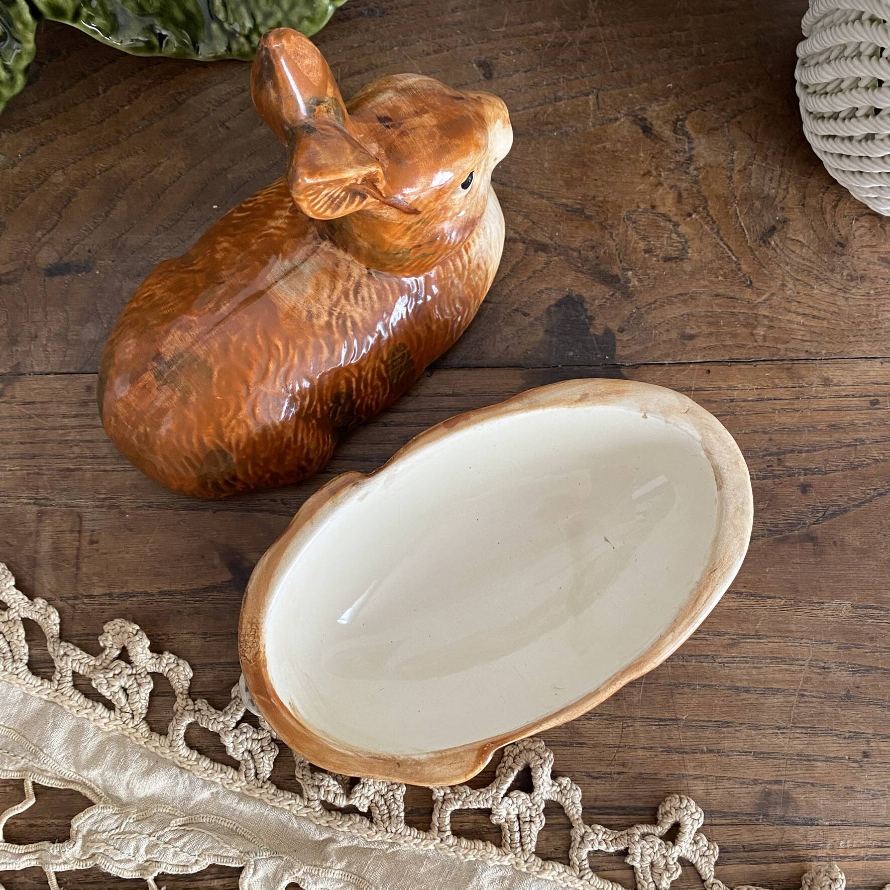 Ceramic rabbit, zoomorphic terrine