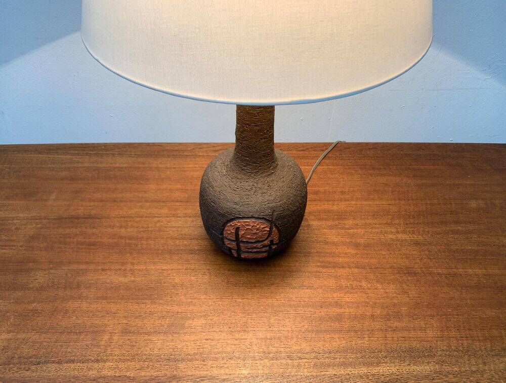 Brutalist Danish studio ceramic table lamp, 1979