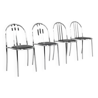 Set de chaises en acier chromé et simili cuir