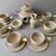 Coffee or tea service, in sandstone, signed the Argonauts, 60s