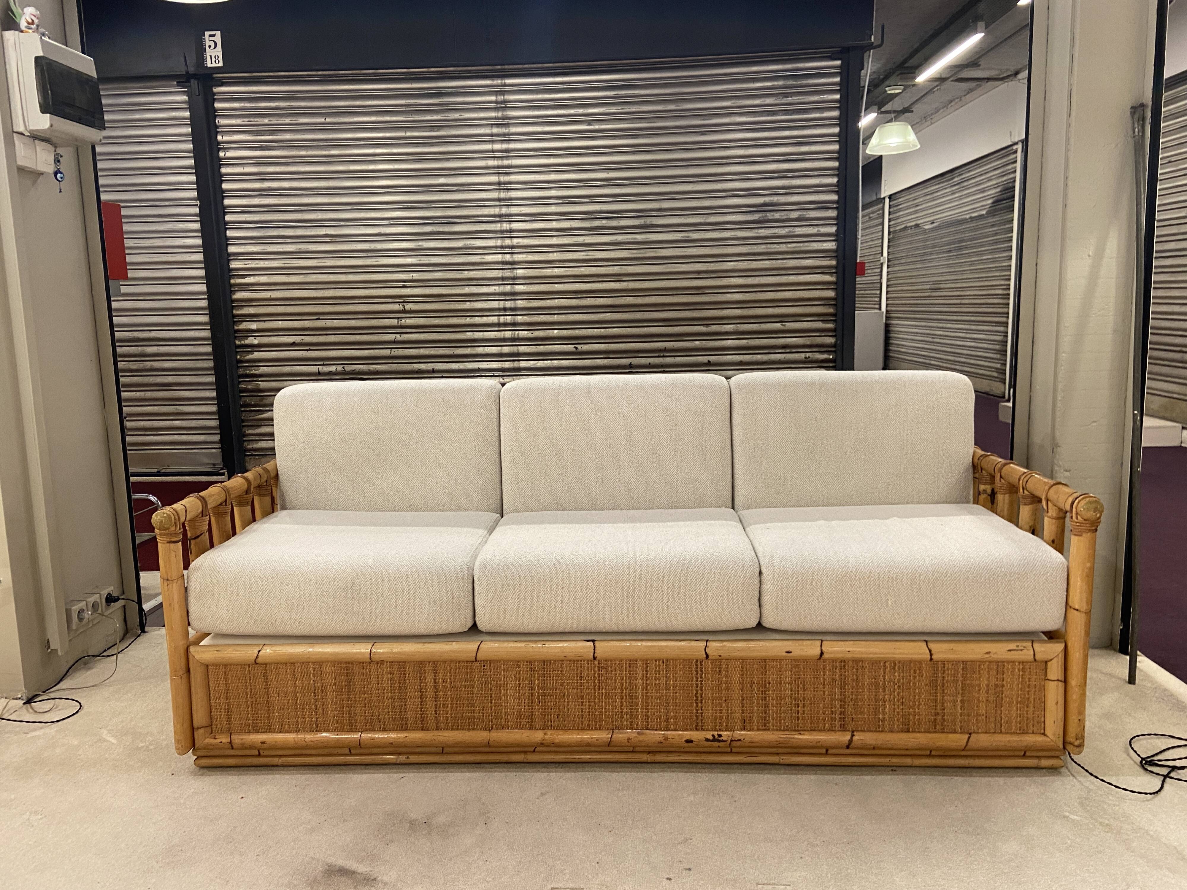 Italian bamboo sofa 1970s