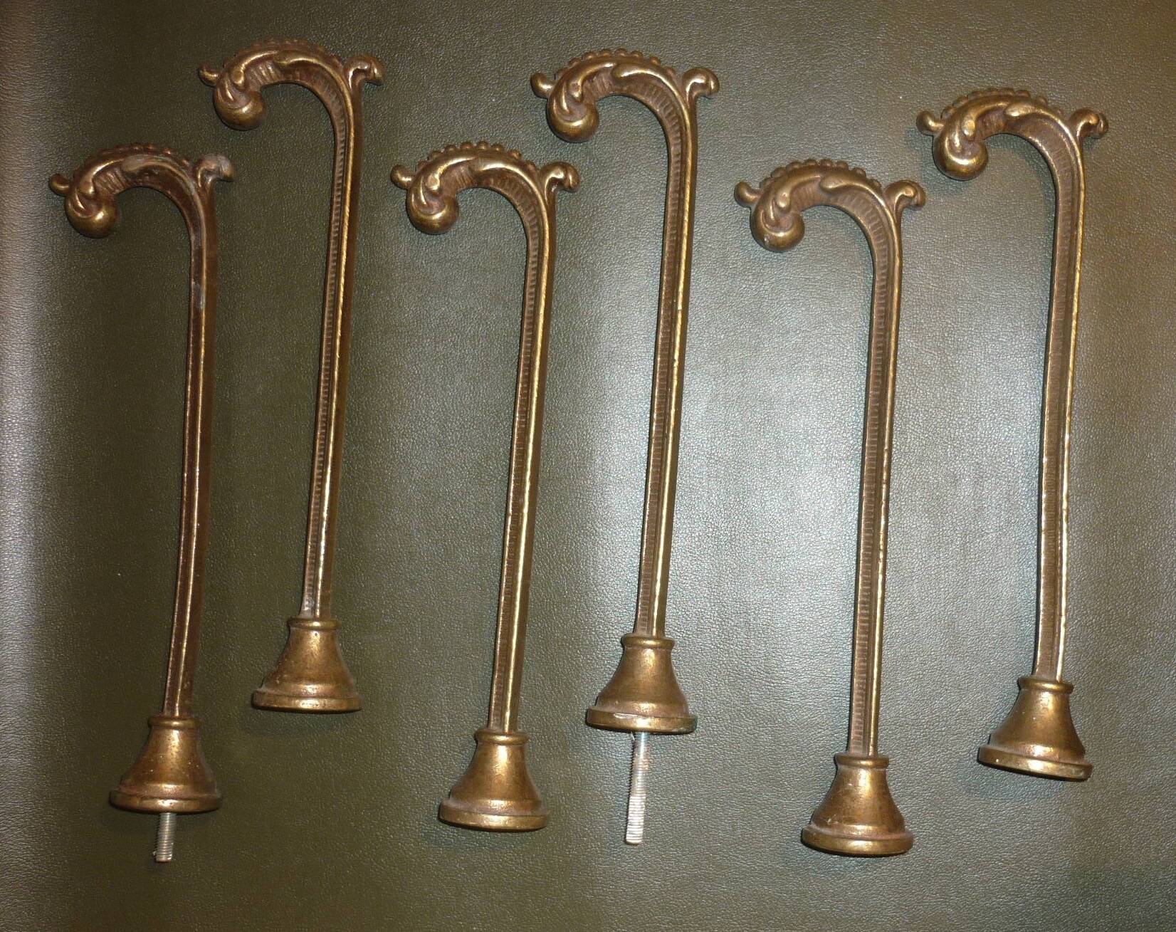Pairs of 2 old brass tieback hooks