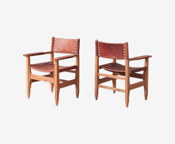 Paire de fauteuils en cuir