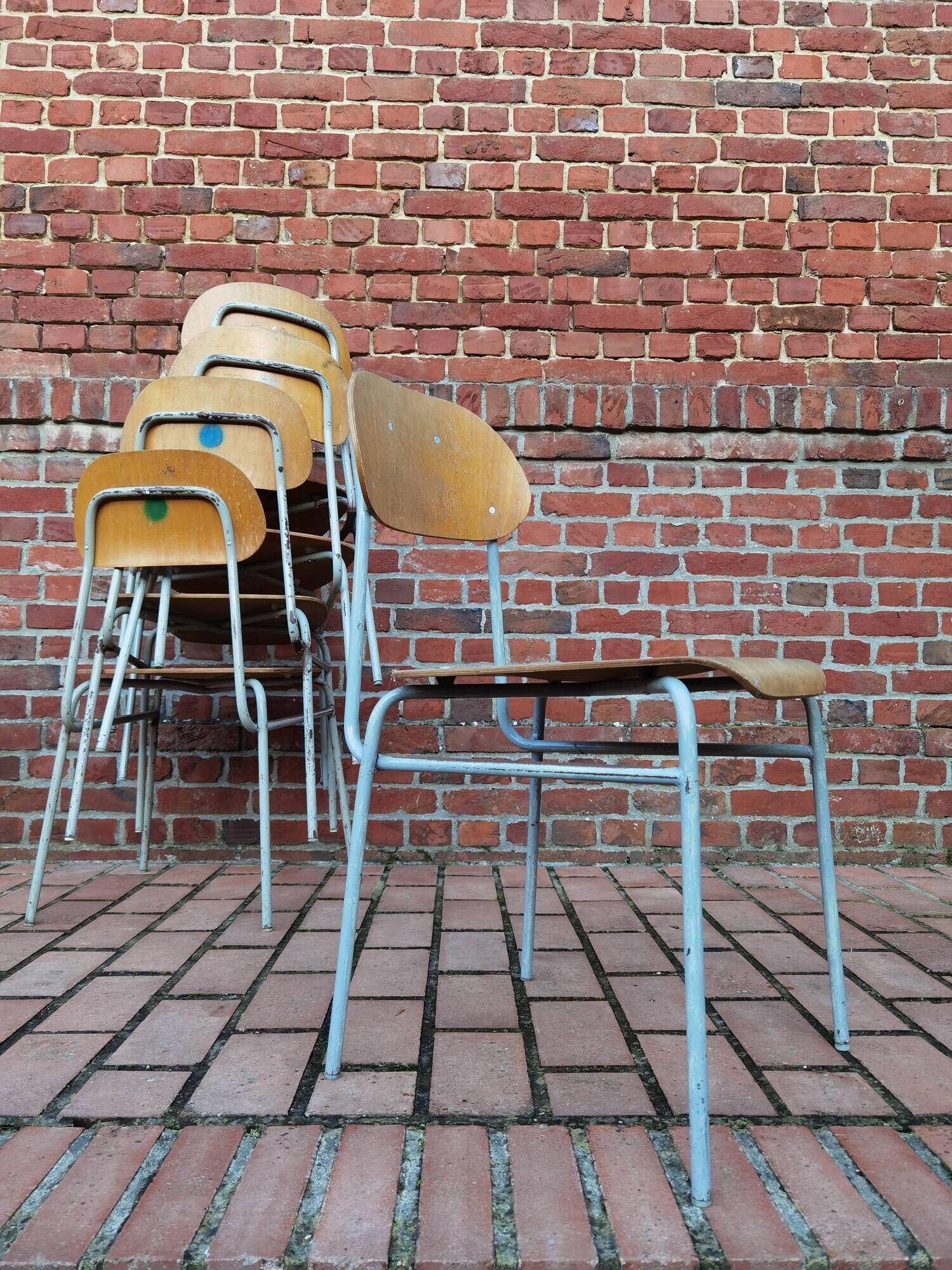 Lot de 4 chaises ecole tchécoslovaque 1950 1960