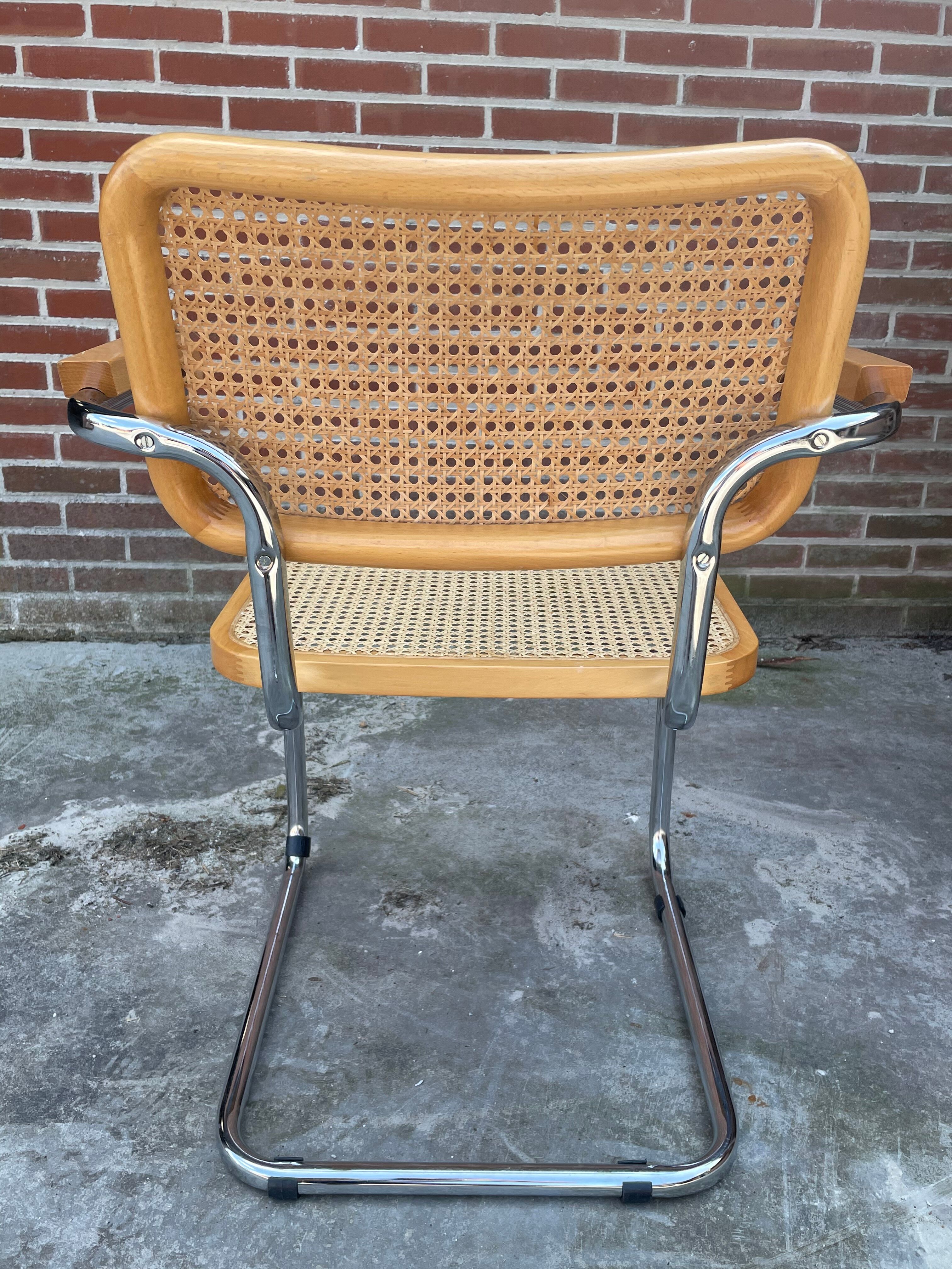 Chair model Cesca by Marcel Breuer with armrests B64