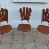 Lot de 3 chaises "pétales" en vinyl années 60-70