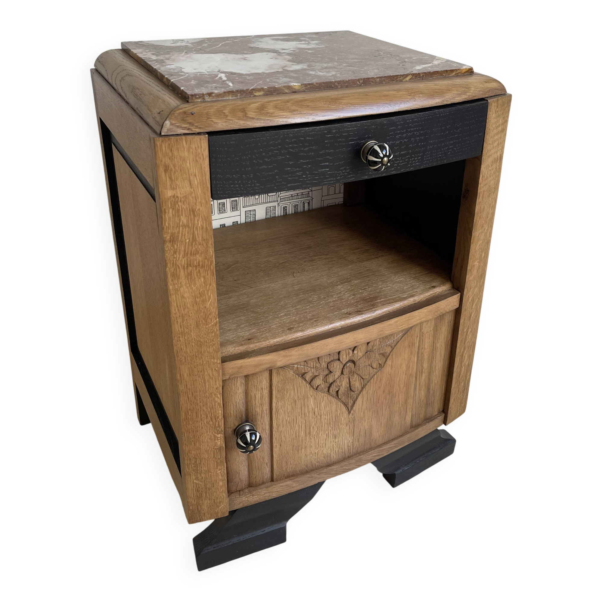 black Art Deco bedside table