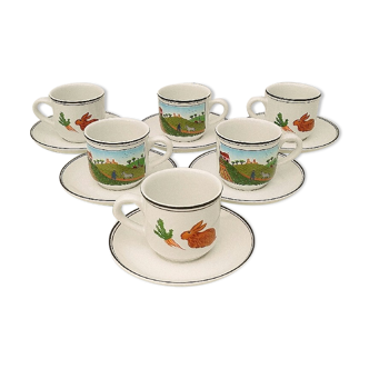 Six cups and saucers Villeroy & Boch porcelain