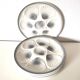 Plates, oyster dish, gray and white, Moulin des Loups ceramic