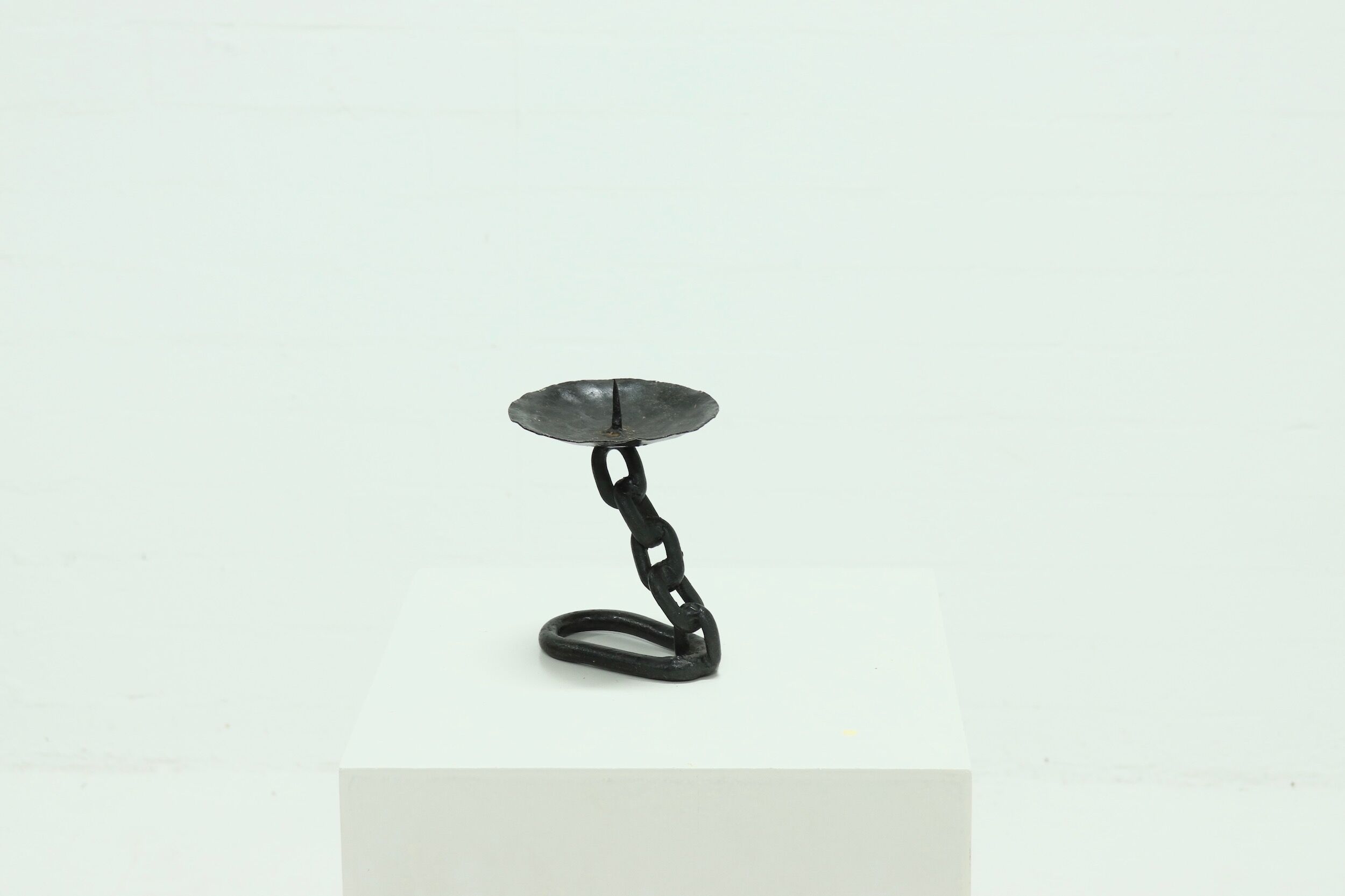 Brutalist Wrought Iron Candle Holder 1970s