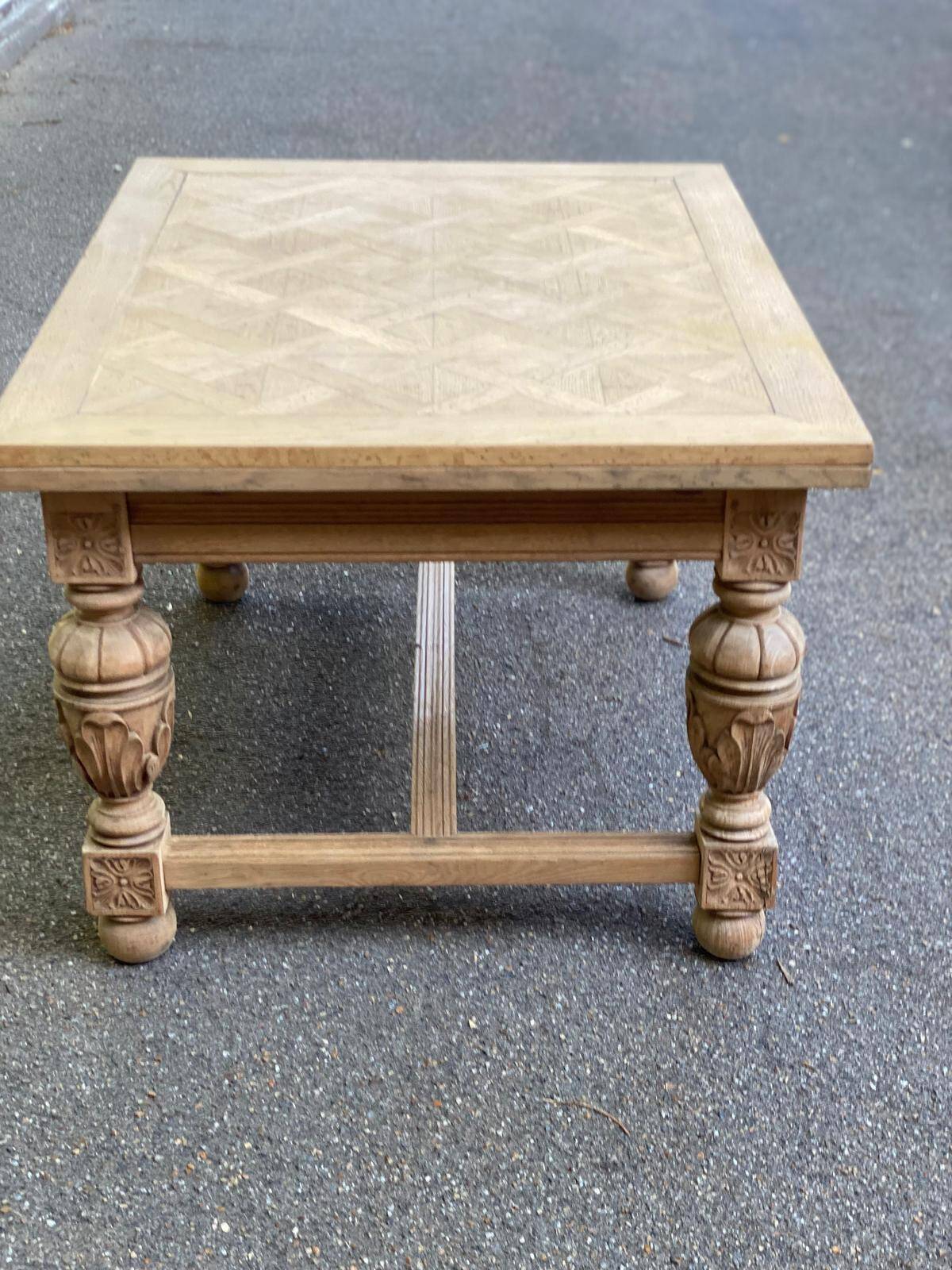 Art Deco monastery dining table, extendable, stripped in solid oak 230.