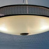 Metal ceiling pendant lamp, made of glass and metal, German mid-century modern style, 1960s.