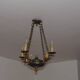 Vintage French Empire Swan Chandelier: Bronze Brass Toleware, C1950s