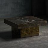Table basse brutaliste en acier, France, années 1970