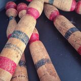 Set of 6 old wooden pins