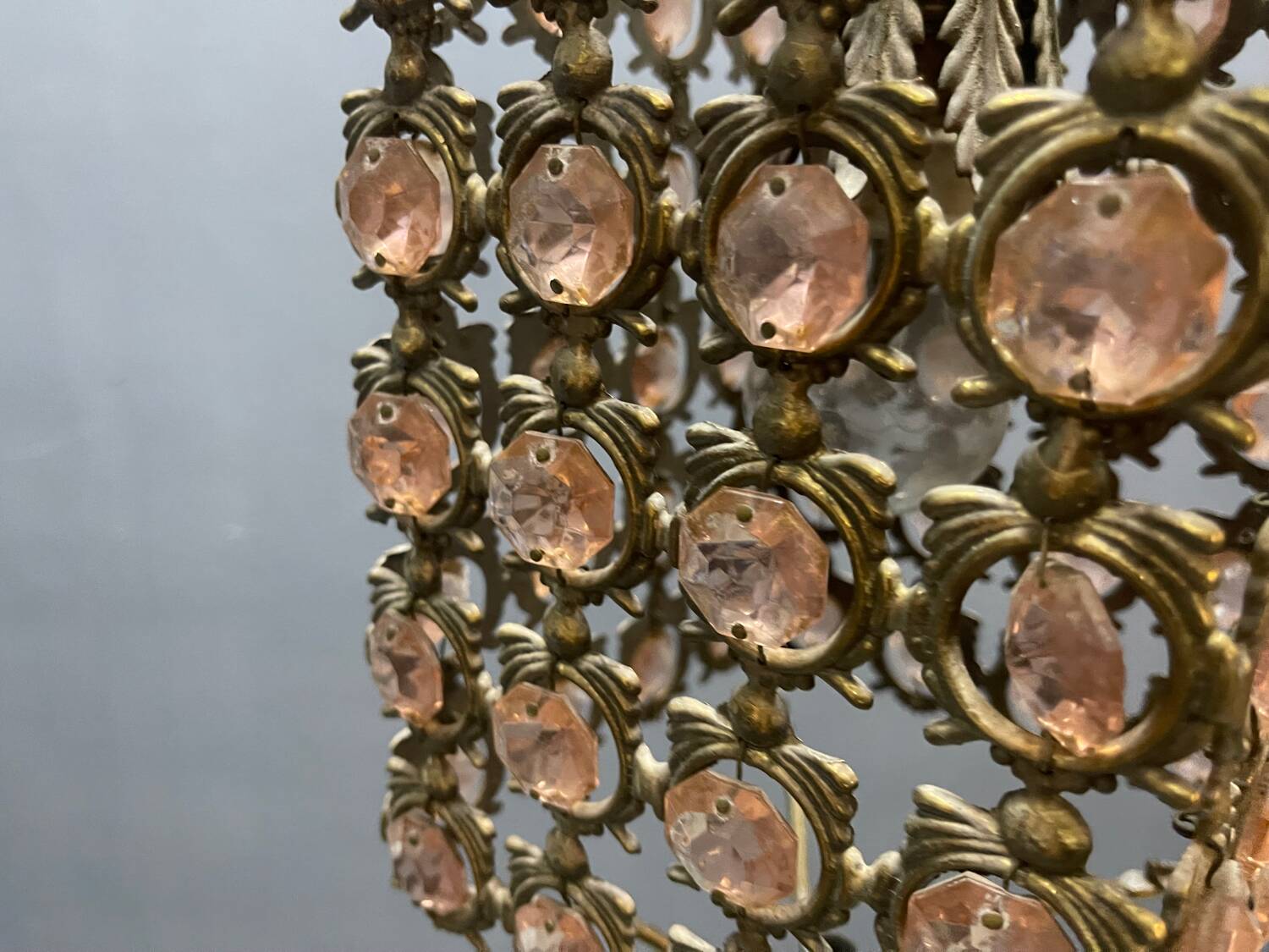 Bronze Pink Crystal Light Pendant 1960’s