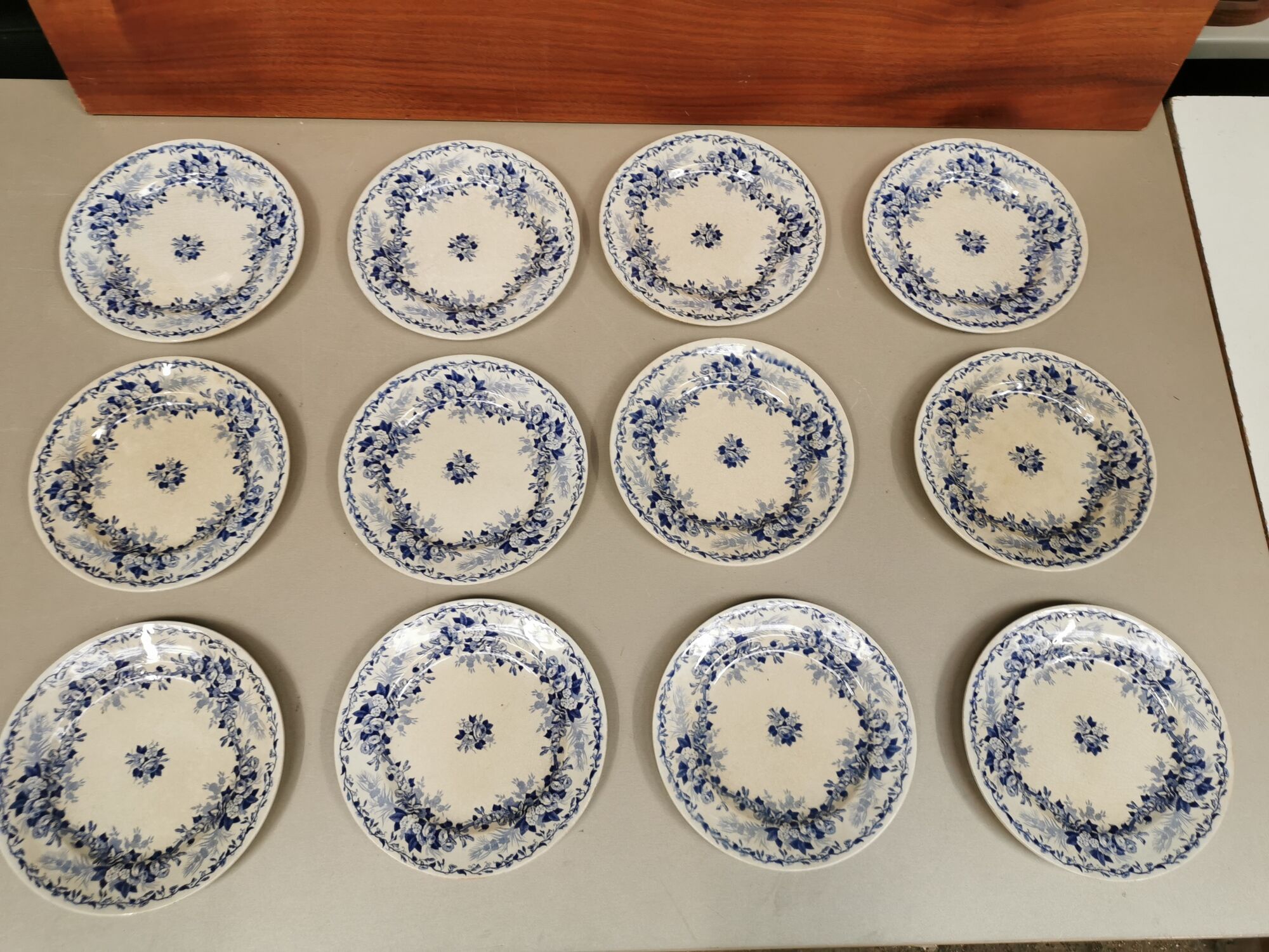 service of 12 old dessert plates in Rigal and Sanejouand faience