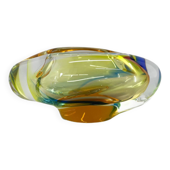 1960's Bohemian Art Glass Ashtray of Novy Bor Glassworks