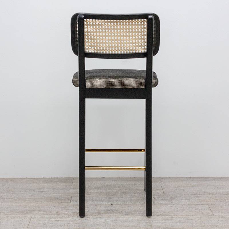 High stool Red Edition in rattan and fabric