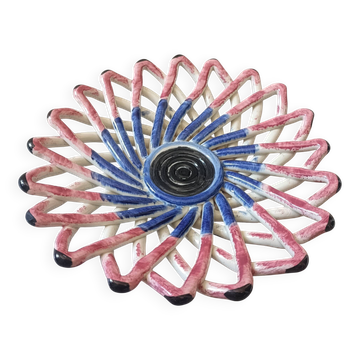 Large basket, woven ceramic fruit bowl.