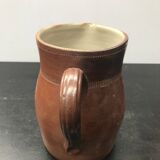 Ancien pichet grès marron intérieur blanc années 70 vintage