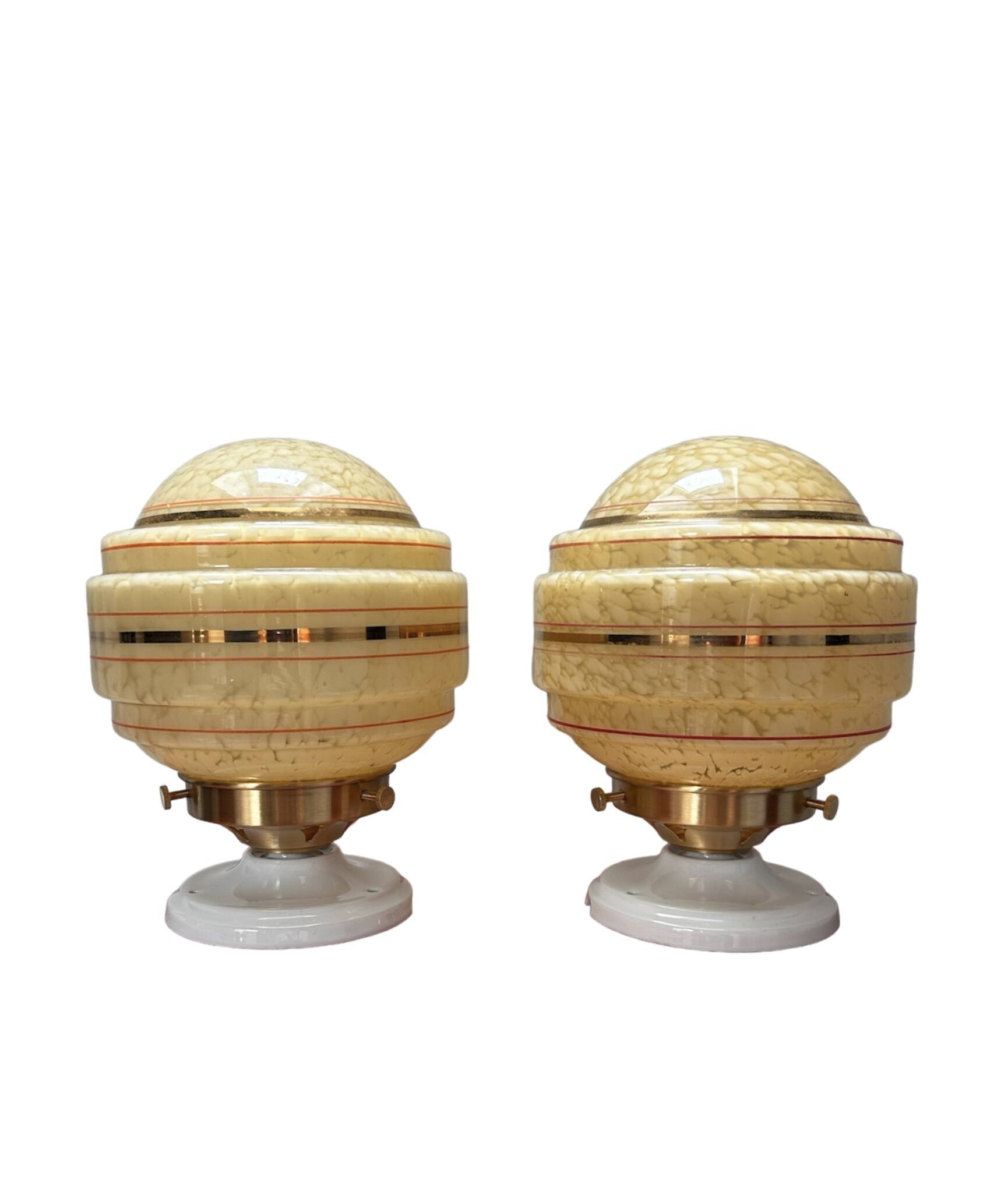 Pair of Art Deco globe wall lights