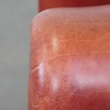 Cowhide Leather English Chesterfield Club Chair in a Light Red Tone