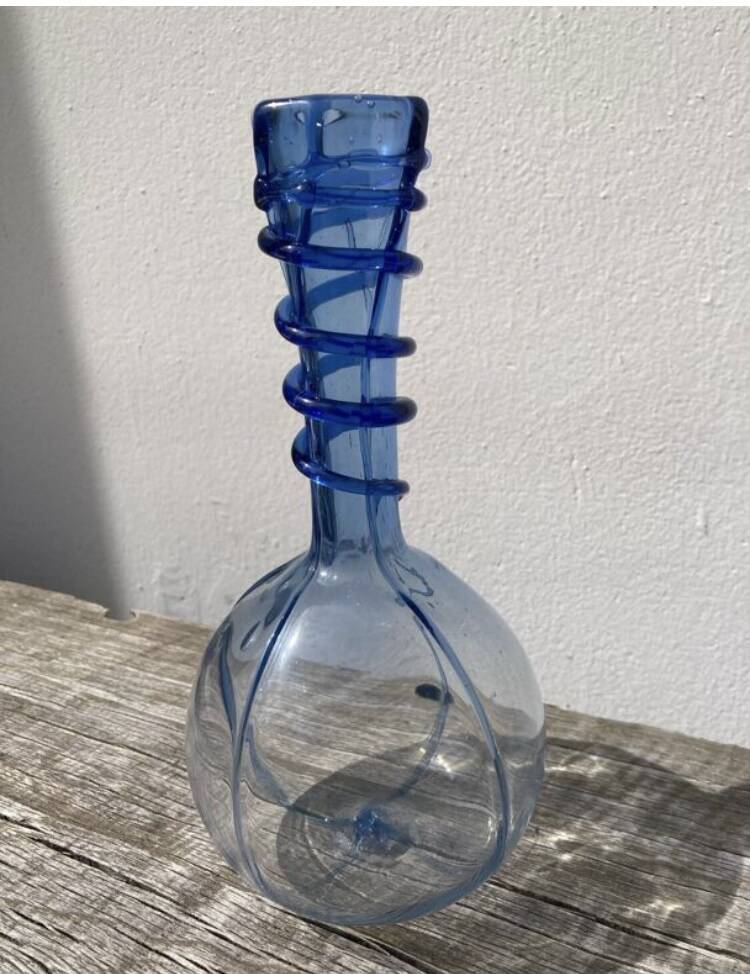 Blue blown glass soliflore vase