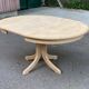 Renovated Scandinavian dining table in solid oak with a central leg from the 1970s.