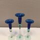 Royal Copenhagen set of 3 candle holders, model Harlequin in blue/turquoise glass.