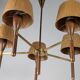 Danish five-arm lamp in wood and brass, 1950s