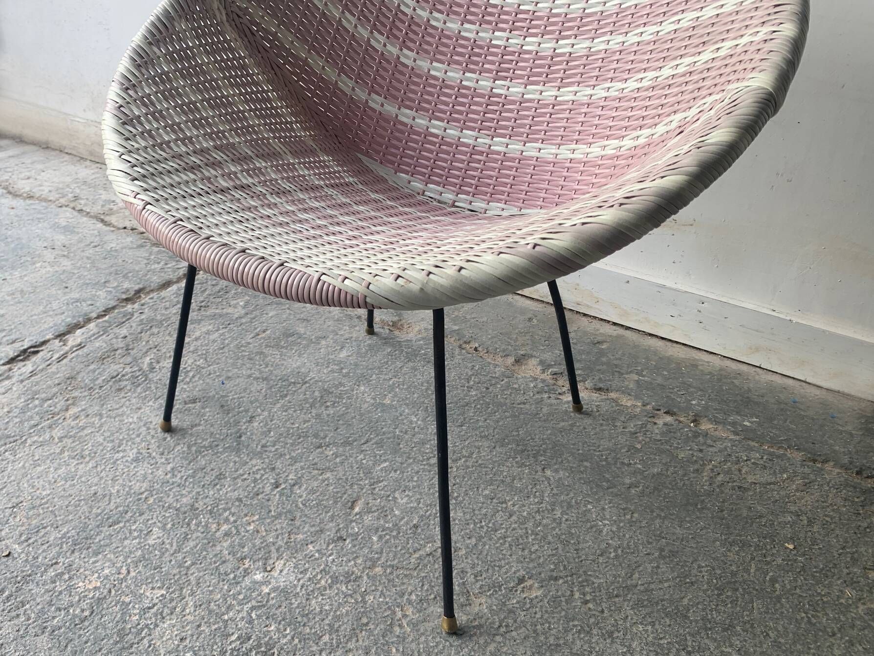 Vintage Mid-Century woven Sputnik  bucket chair