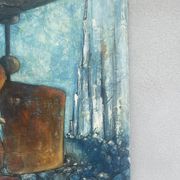 Oil, acrylic? composition on canvas, signed Christian Amel 73