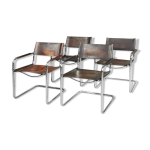 4 chaises MG5 en acier tubulaire